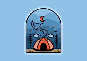 kleurrijke tent camping lijntekeningen illustratie badge vector