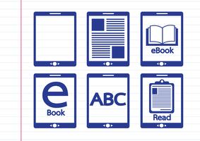 E-boek lezer en e-lezer pictogrammen instellen vector