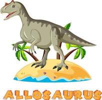 allosaurus staande op het eiland vector