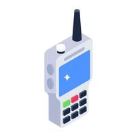 trendy icoon van walkie talkie, draadloze telefoon in isometrische stijl vector