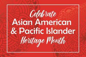 Aziatische Amerikaanse, Pacific Islanders Heritage Month - viering in de VS. vector banner met abstracte mandala symbool sieraad op rode achtergrond. wenskaart, banner aapi