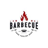 vintage retro label badge embleem barbecue eten en grill logo inspiratie vector