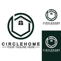 huis cirkel concept logo symbool vector illustratie ontwerp