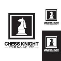 zwarte schaakridder paard silhouet logo vector ontwerpsjabloon