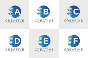 technologie letter mark monogram logo ontwerp collectie sjabloon, a, b, c, d, e, f logo vector