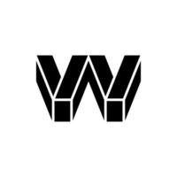 letter w met logo-ontwerp in 3D-stijl vector