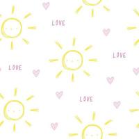 schattig zomerpatroon zon. Witboek liefde voor scrapbooking doodle. vector