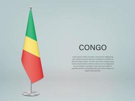 Congo hangende vlag op standaard. sjabloon voor conferentiebanner vector