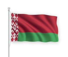3D-zwaaiende vlag van Wit-Rusland geïsoleerd op een witte achtergrond. vector