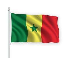 3D-zwaaiende vlag van Senegal geïsoleerd op een witte achtergrond. vector