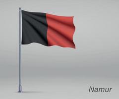 wapperende vlag van namen - provincie belgië op vlaggenmast. sjabloon vector