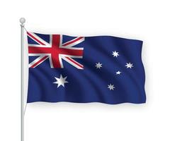 3D-zwaaiende vlag Australië geïsoleerd op een witte achtergrond. vector