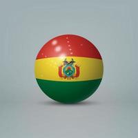 3D-realistische glanzende plastic bal of bol met vlag van Bolivia vector