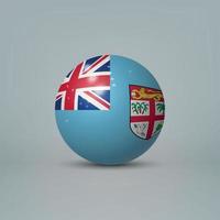 3D-realistische glanzende plastic bal of bol met vlag van fiji vector