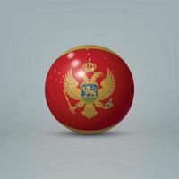 3D-realistische glanzende plastic bal of bol met vlag van Montenegro vector