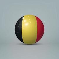3D-realistische glanzende plastic bal of bol met vlag van België vector