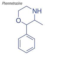 vector skeletformule van fenmetrazine. medicijn chemisch molecuul