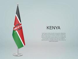 Kenia hangende vlag op standaard. sjabloon voor conferentiebanner vector