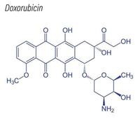 vector skeletformule van doxorubicine. drug chemische molecuul.