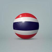 3D-realistische glanzende plastic bal of bol met vlag van thailand vector