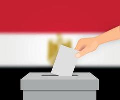 Egypte verkiezing banner achtergrond. stembus met vage vlagsjabloon voor uw ontwerp vector