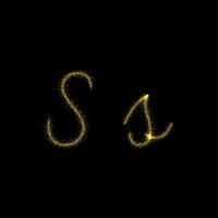 gouden glitter letter s, ster sparkle trail lettertype voor uw ontwerp vector