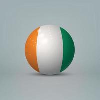 3D-realistische glanzende plastic bal of bol met vlag van ivoor co vector