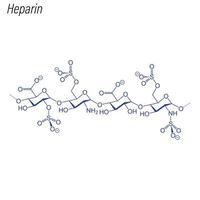 vector skelet formule van heparine. drug chemische molecuul.