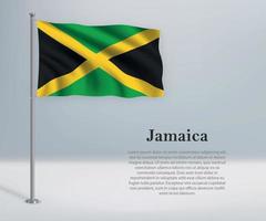 wapperende vlag van jamaica op vlaggenmast. sjabloon voor onafhankelijkheidsdag vector