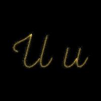 gouden glitter letter u, ster sparkle trail lettertype voor uw ontwerp vector