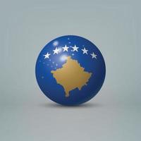 3D-realistische glanzende plastic bal of bol met vlag van kosovo vector