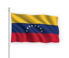 3d golvende vlag die venezuela op witte achtergrond wordt geïsoleerd. vector