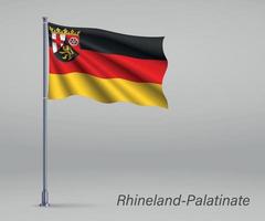 wapperende vlag van rijnland-palts - staat duitsland op vlaggenmast vector
