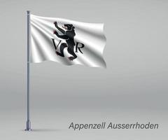 wapperende vlag van appenzell ausserhoden - kanton zwitserland on vector
