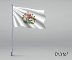 wapperende vlag van bristol - graafschap engeland op vlaggenmast. sjabloon vector