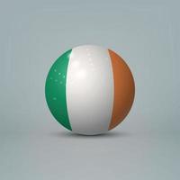 3D-realistische glanzende plastic bal of bol met vlag van Ierland vector