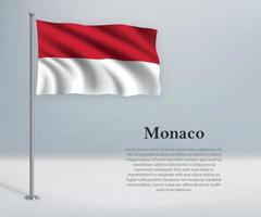 wapperende vlag van monaco op vlaggenmast. sjabloon voor onafhankelijkheidsdag vector