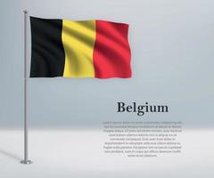 wapperende vlag van belgië op vlaggenmast. sjabloon voor onafhankelijkheidsdag vector