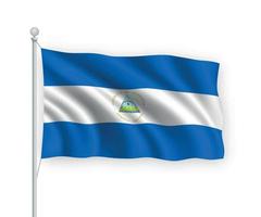 3D-zwaaiende vlag Nicaragua geïsoleerd op een witte achtergrond. vector