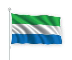3D-zwaaiende vlag Sierra Leone geïsoleerd op een witte achtergrond. vector