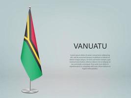 vanuatu hangende vlag op standaard. sjabloon voor conferentiebanner vector