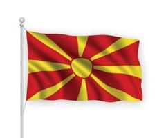 3D-zwaaiende vlag Noord-Macedonië geïsoleerd op een witte achtergrond. vector
