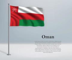 wapperende vlag van oman op vlaggenmast. sjabloon voor onafhankelijkheidsdag vector