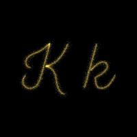 gouden glitter letter k, ster sparkle trail lettertype voor uw ontwerp vector