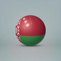 3D-realistische glanzende plastic bal of bol met vlag van Wit-Rusland vector