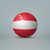 3D-realistische glanzende plastic bal of bol met vlag van oostenrijk vector
