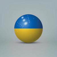 3D-realistische glanzende plastic bal of bol met vlag van Oekraïne vector