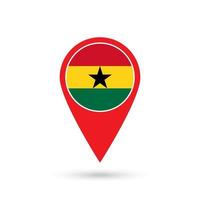 kaartaanwijzer met contry ghana. vlag van ghana. vectorillustratie. vector