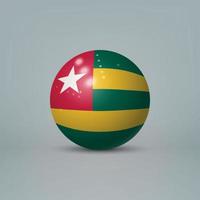 3D-realistische glanzende plastic bal of bol met vlag van togo vector
