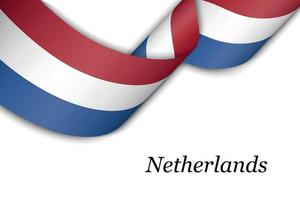 zwaaiend lint of spandoek met vlag van nederland vector